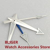 BLIGER Silver Watch Hands Red Blue Green GMT Pointers Fit NH34 Movement Green Luminous 4 PCS