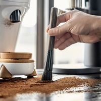 IKAPE Coffee Grinder Cleaning Brush,Wood Handle Espresso Machine Cleaner,Barista Accessories Cleaning Tool