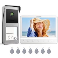 TMEZON V-30 Video-Türsprechanlage 4-Draht, Gegensprechanlage mit Türklingel, Türsprechanlage mit Kamera, 7" Farbdisplay, 120 ° Weitwinkelkamera