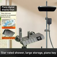 Gray Bathroom Shower Set Piano Key Piano Button Pressurized Nozzle Shower Set Household Hotel Use Accessories