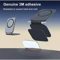 Foldable Magnetic Phone Stand, 3M Adhesive Magnetic Mount for Car Dashboard Desk, Compatible for MagSafe Phones