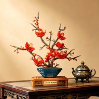736 PCS Plum Blossom Floral Bonsai Building Blocks Flower Model Bricks Creative Desktop Decoration Toys For Kids Holiday Gifts