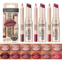 USHAS 12 Color Lip Liner Plus Lipstick Set Easy Coloring Matte Lip stick Not Dry Long Lasting nude red lipsticks Lipliner Set