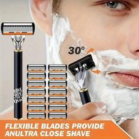 6-Layer Stainless Steel Manual Razor Set For Men Women Safety Shaving Razor With 12 Replaceable Blades Hair Removal Shaver
