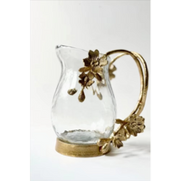 Clear glass made of aluminum cast gold plated floral base and handle Fancy wine jug bar supplies