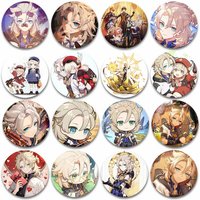 Cute Genshin Impact Figure Albedo Enamel Pins Cartoon Character Badge Handmade Round Brooch Fans Collection Gift Bag Accessories