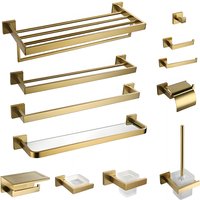 Gold Brushed Bathroom Accessories Hardware Towel Bar Rail Toilet Paper Holder Towel Rack Hook Soap Dish Toilet Brush
