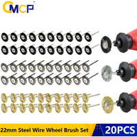 CMCP 10/20pcs Wire Wheel Brushes Set 22mm Brass/Steel/Nylon Polishing Tools 3.0mm Shank for Dremel Accessories Rotary Tool