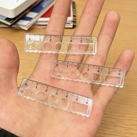 1pcs Multi-functional Transparent Mini Ruler Pocket Drawing Measuring Tool Straight Ruler with Wave Line Protractor Students