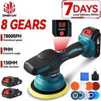 ONEVAN 8 Gears Electric Car Polisher 7000RPM Cordless Handheld Polishing Waxing Sanding Power Tools For Makita 18V Battery Pin image 4