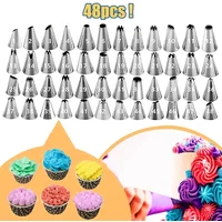 3-50pcs Stainless Steel Piping Nozzles Cream Nozzles Cupcake Pastry Confectionery Accessories Cake Decorating Tools