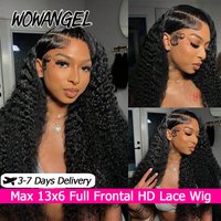 250% Curly Human Hair Wig 13x6 HD Lace Full Frontal Wig Water Wave Glueless Wigs Ready To Wear Pre Plucked Virgin Brazilian Hair
