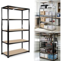 Easy‑to‑Assemble 5‑Tier Metal Shelving Unit, Heavy‑Duty Freestanding Storage Rack, Black Silver Finish, Versatile Organiser For Garage, Basement, Kitchen And Workplace