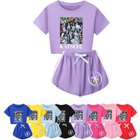 KATSEYE KPOP Pyjamas Kids Summer Fall Pajama Sets Baby Girls Short Sleeve Tops Shorts 2pcs Sets Children Loose Casual Sleepwear image 4