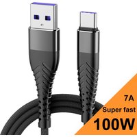 100W 7A USB Type C Fast Charge Cable 0.25m 1m 2m 3m Mobile Phone USB C Quick Charging Data Cable For Huawei VIVO Oneplus Redmi