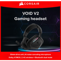CORSAIR VOID V2 Wireless Gaming Headset Dual Mode Dolby Atmos 50mm Driver RGB Noise Cancelling Mic for PC PS5/Switch/Mobile