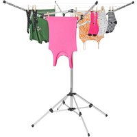 4-Arm Folding Clothes Drying Rack, 20m Line, Portable Outdoor Indoor Laundry Stand, Aluminum Alloy Material