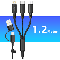 3 In 1 USB Fast Charging Cable Type C Micro for IOS Multi Charger Cable for iPhone Huawei Samsung Multiple Nylon Braided Cord