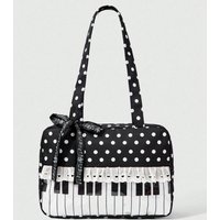 Cute Sweet Bow Heart Lace Polka Dot Pop Art Tote Bag, 2nd Gen Transparent Shoulder Bag with Music Note Badge & Doll Display, for