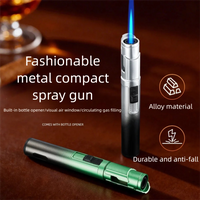New Multi-functional Small Spray Gun with Wine, Fierce Blue Flame Direct Into Windproof Metal Lighter, Outdoor Portable Igniter