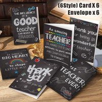 6/12 Pack Blackboard Themed Thank You Cards Envelopes “Thank You Great Teacher” Message for Graduation Back To School Gift