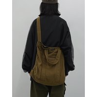 Large Capacity Canvas Shoulder Bag Korean Style Commuter Handbag Women's University Student Class Bag Men's Crossbody Bag