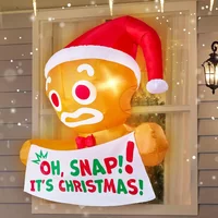 Sloosh 3,5 FT Weihnachts-Weihnachtsmann aus Lebkuchenbrot, aufblasbar, für Fenster, Weihnachtsdekoration für den Außenbereich mit integrierter LED-Beleuchtung