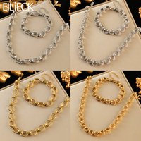 EILIECK 316L Stainless Steel Metal Link Chain Necklace Bracelet Set For Women Fashion Punk 18K Gold Plated Waterproof Jewelry