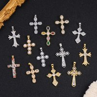 Juya 18K Gold Silver Plated Handmade Copper Catholic Christian Crosses Charms For DIY Religious Talisman Pendant Jewelry Making