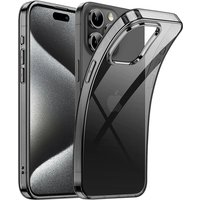 Luxury Transparent Black Silicone Soft Case For iPhone 16 15 14 13 12 11 Pro XS Max X XR Ultra Thin Clear Shell Back Cover 16Pro