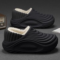 Warm Plush Waterproof EVA Indoor Slippers For Women Winter Soft Thick Bottom Non Slip Home Slippers Couple's Furry Slides