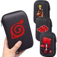 Narutoed Portable Earphone Case Box Sasuke Uchiha USB Data Cable Charging Line Storage Box Zipper Coin Wallet Pills Packing Bag