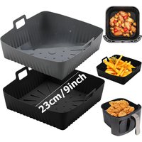 23cm Air Fryer Mat, Silicone Baking Tray, Multifunctional Silicone Barbecue Mat, Reusable Baking Tray Oil-Free & Dishwasher-Safe