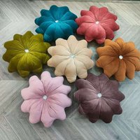 Velvet Flower-Shaped Round Pillow, Soft Cozy Luxury Velvet Fabric Backrest Cushion for Sofa Bed Pillow Home Decoration