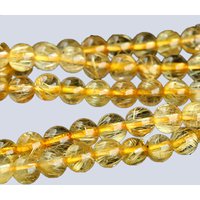 Veemake Natural Gold Hair Rutile Quartz Round Loose Stone Beads For Jewelry Making DIY Necklaces Bracelets 03810
