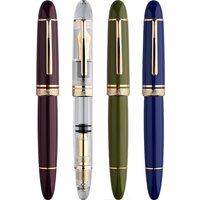 MAJOHN P140 Transparent Acrylic Piston Fountain Pen Bock NO.8 F/M Nib Large Ink Capacity Luxury Demonstrator Pen for Writing