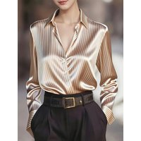 Autumn French design sense retro striped niche long-sleeved shirt for women