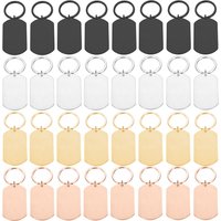 10 Pcs Blank ID Tag Stainless Steel Military Name Plate Keychain For DIY Accessories Custom Logo Name Women Men Keychain Ring