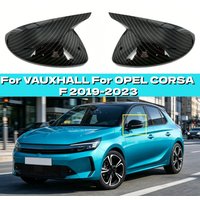 Car Rearview Side Mirror Cover Wing Cap For VAUXHALL For OPEL CORSA F 2019-2023 Rear View Case Trim Glossy Black/Carbon Look
