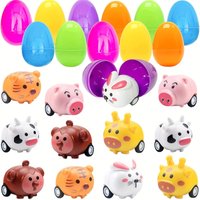 Easter Eggs Toys Surprise Pull Back Cars Alloy Animal Bunny with Colorful Egg Shell for Boys Girls Toddlers Party Favors
