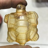 High ancient jade crystal color glazed Hongshan culture old objects antique jade antique handle pendant ornament turtle