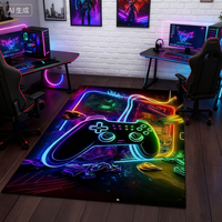 Neon Controller Design Mat Non-Slip Soft Carpet Ideal for Bedroom Gaming Room Decor Modern Aesthetic, Gaming Room Decorations