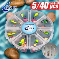 ANFS Ice Fishing Jigs 5pcs/40pcs Ice Fishing Lures, Walleye Jig Ice Fishing Jigs Kit Ice Fishing Gear for Crappie Bass Walleye