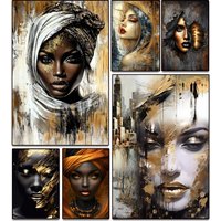5D Diamond Painting DIY Abstract Africa Woman Portrait Full Square Round Rhinestone Cross Stitch Handmade Mosaic Home Decoration