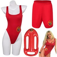 Baywatch Costume Swimsuit Cosplay Disguise Men Shorts Women Bikinis Set Swimwear Outfit Inflatable Float Halloween Carnival Suit