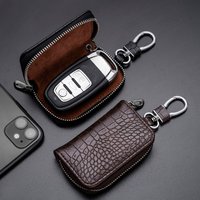 Men Business Car Key Wallets with Keychain Pu Leather Zipper Car Key Holder Key Organizer
