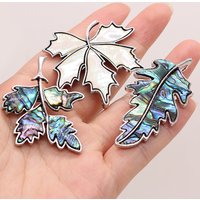 1pc Alloy Leaf Brooch for Women Natural Shell Abalone Shell Charms for Jewelry Making Supplies DIY Necklace Brooch Accessories