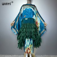 WINYI Boho beach Pleated slim dress and coat two-piece suit for women Bohemian trab woman dresses Floor Length vacation top