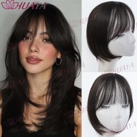 Women Synthetic French Eight-Character Bangs Hair Topper, Invisible Air Bangs Clip In Hair Piece for Cover Thinning Hair