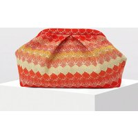 2026 Spring/Summer New Orange-Yellow Gradient Lace Clutch Bag Vintage Bright Color Woven Cloud Bag French Elegant Pleated Shell Bag Versatile Dumpling Bag for Weddings, Dinners, and Dates Large